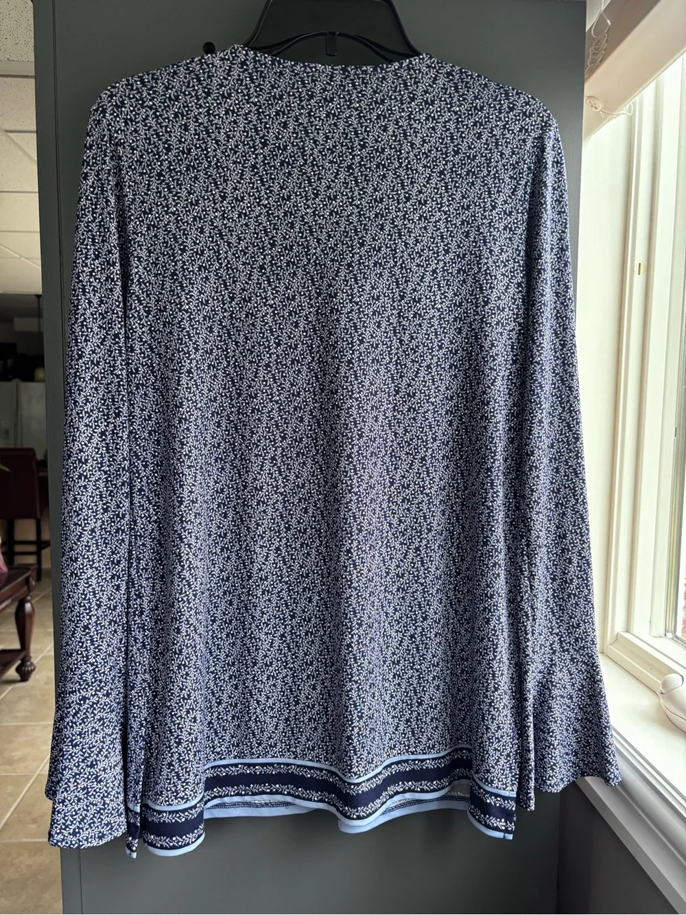 Michael Kors Navy Lace-Up Printed Long Sleeve Tunic